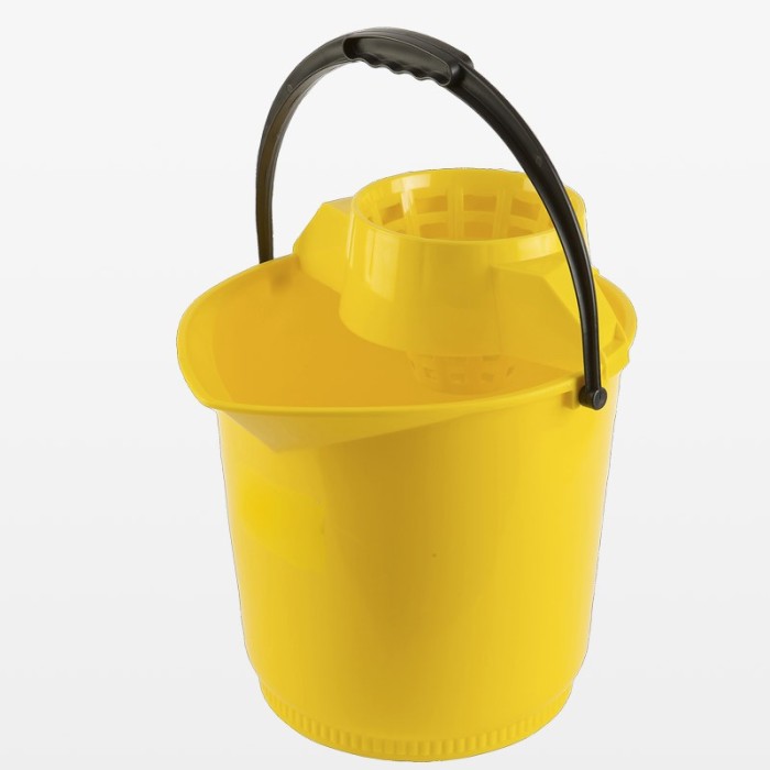 Cubeta redonda con escurridor de 13 litros en código de color