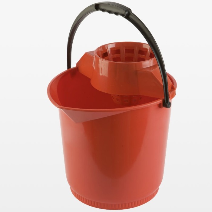 Cubeta redonda con escurridor de 13 litros en código de color