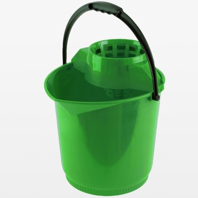 Cubeta redonda con escurridor de 13 litros en código de color