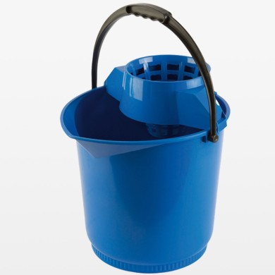 Cubeta redonda con escurridor de 13 litros en código de color