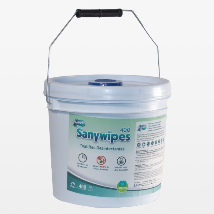 Toallitas Desinfectantes Pulcro Sanywipes Cubeta 400 toallas