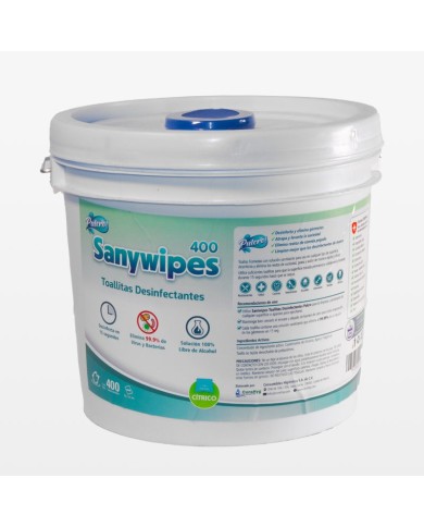 Toallitas Desinfectantes Pulcro Sanywipes Cubeta 400 toallas
