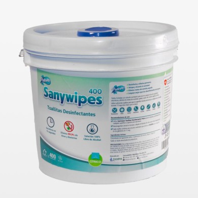 Toallitas Desinfectantes Pulcro Sanywipes Cubeta 400 toallas