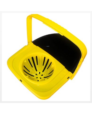 Cubeta con escurridor de 14 litros con señal Caution